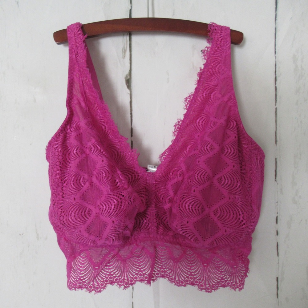 Cosabella Bra L Pink Lace Alure Plunge Bralette Wire Free Pullover